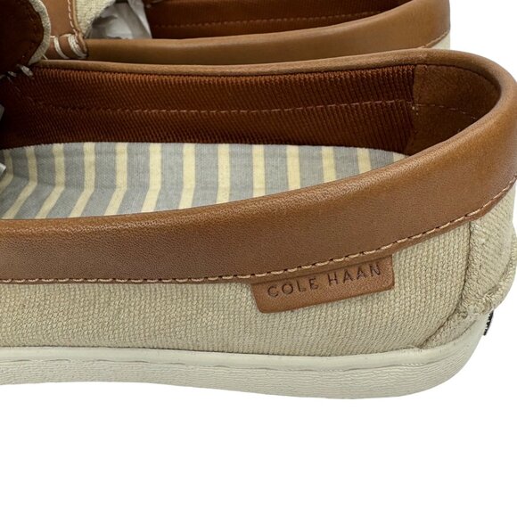 Cole Haan Beige Canvas Nantucket Penny Loafer Brown Leather Detail Men's Sz 10 M - Picture 5 of 10